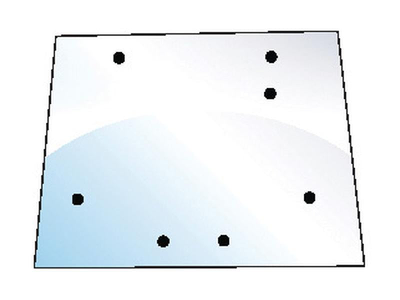 The Sparex Rear Window (Part No. S.100430) is a trapezoidal piece of clear material, secured with glazing rubber, featuring seven black dots evenly distributed across its surface.