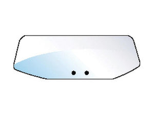 Illustration of a rectangular, blue-tinted glass pane labeled as the Rear Window with Sparex Part No. S.10046, featuring two small black circles near the bottom center, showcasing what could be fitted using Sparex glazing rubber.