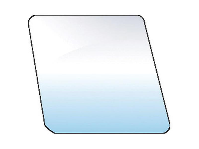 Image of a rectangular glass pane with slightly rounded corners, depicted against a white background. The glass, suitable for Sparex products and easily identifiable by tariff code 8708299000, has a gradient effect transitioning from white at the top to light blue at the bottom. This product is specifically named Door Glass RH & LH (Sparex Part Number: S.100689).