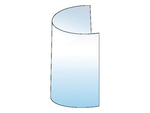 The Sparex Rear Corner Glass RH (Part Number: S.100815) offers a 3D visualization of a vertical cylinder with a quarter section removed, showcasing a smooth surface and a curved top edge that reveals intricate details reminiscent of precision-engineered glazing rubber.