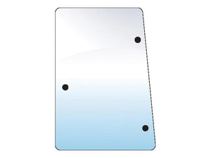 A rectangular piece of glass, identified as Side Glass LH/RH with Sparex Part Number S.100834, featuring two black dots on the left edge and one black dot on the right edge, is framed with LH Glazing rubber from the Sparex brand for secure installation.