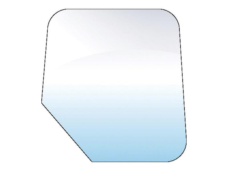 Image of a trapezoidal shape with a rounded top and bottom, featuring a gradient from white at the top to light blue at the bottom, resembling the soft finish of Sparex Door Glass RH & LH (Sparex Part Number: S.100902).