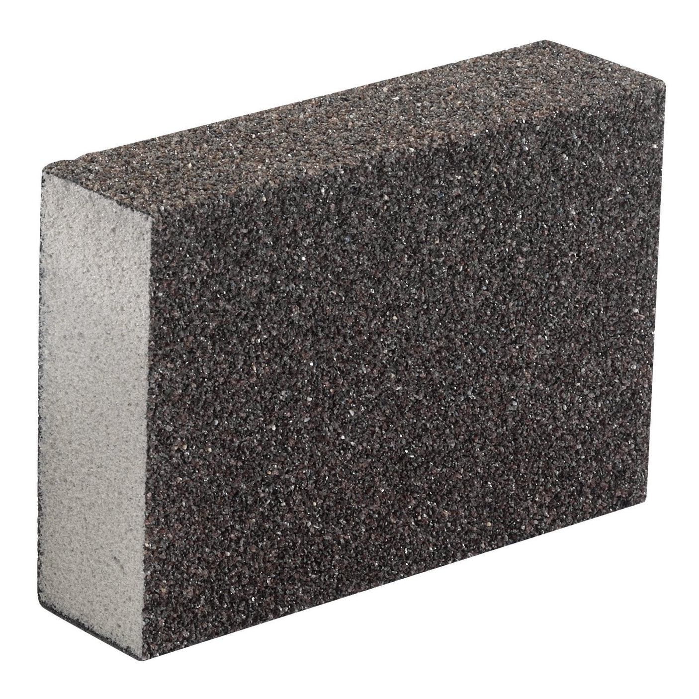 The Draper Flexible Sanding Sponge, Medium/Coarse Grit - SP100MC is a rectangular scouring pad in black and gray, featuring an abrasive grit that is ideal for cleaning and scrubbing surfaces.