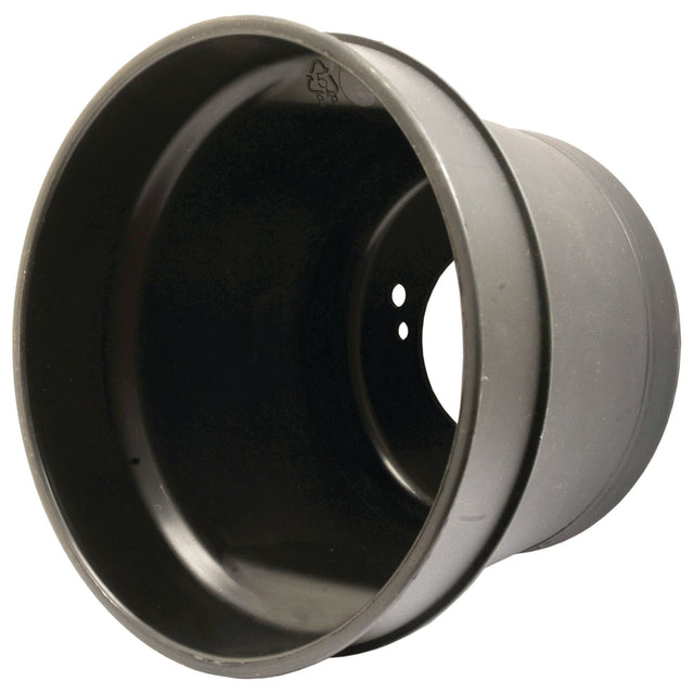 A black, cylindrical plastic pot with a wide rim and drainage holes at the bottom, ideal for use with Battioni Pagani MEC vacuum pumps. It fits product code 4060505000 and is available as Shaft Guard under Sparex Part Number S.101884 from the brand Sparex.