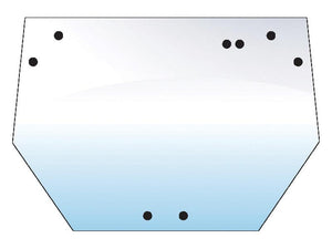 Illustration of a Sparex Rear Window (Sparex Part Number: S.101987) featuring a hexagonal glass pane with five small black dots arranged near the top and three near the bottom. The pane transitions from clear at the top to a blue tint at the bottom.