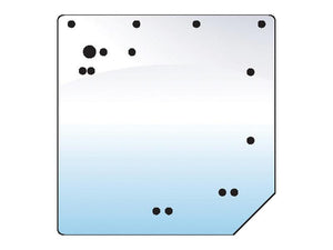 An illustration of Sparex's Rear Window (S.102000) shows a square sheet with a cut corner, featuring scattered black dots of varying sizes on a gradient background from white to light blue, and displaying 15 holes arranged in Sparex green.