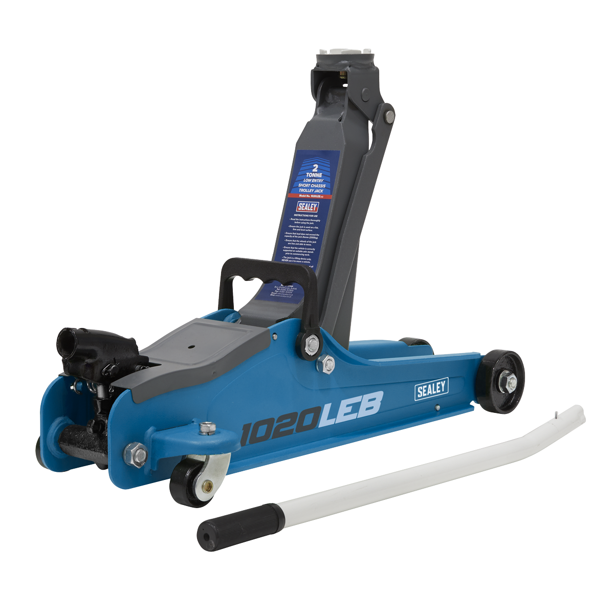 Trolley Jack 2 Tonne Low Profile Short Chassis - Blue - 1020LEB - Farming Parts