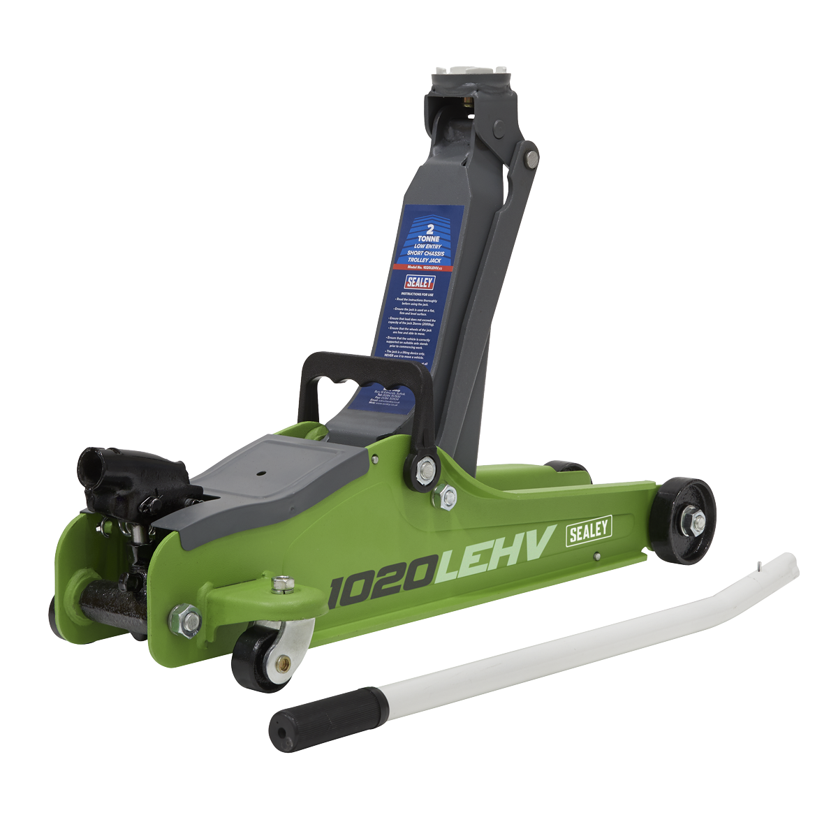 Trolley Jack 2 Tonne Low Profile Short Chassis - Hi-Vis Green - 1020LEHV - Farming Parts