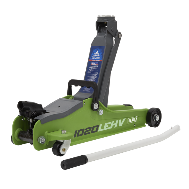 Trolley Jack 2 Tonne Low Profile Short Chassis - Hi-Vis Green - 1020LEHV - Farming Parts