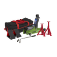 Trolley Jack 2 Tonne Low Entry Short Chassis & Accessories Bag Combo - Hi-Vis Green - 1020LEHVBAGCOMBO - Farming Parts