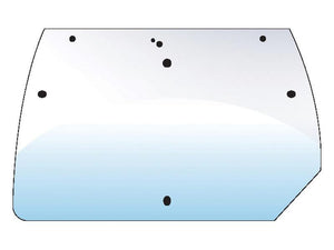 A rectangular glass pane with rounded corners and several black dots evenly distributed across the surface. The lower part of the pane has a light blue tint, making it ideal for Sparex product, Rear Window (Part Number: S.102183), falling under Tariff Code 8708299000.