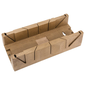 The Draper Mitre Box, measuring 360 x 110 x 60mm, is made from high-quality plastic and features grooves to guide saw cuts at various angles, including precise 45° guides.