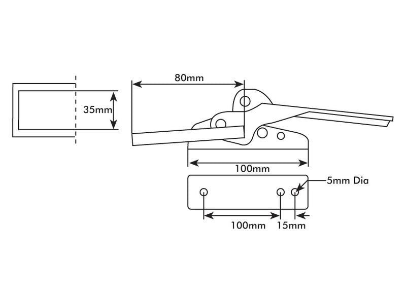 *SPECIAL PRICE* - Trailer Latch, 100 x 27mm Lockable | Sparex Part No.S.10297