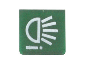 A green square icon with a white headlight symbol, indicating the usage of high-beam headlights, perfect for the Sparex Rocker Switch Insert - Work Lights (Part No. S.10493).