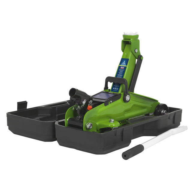 Trolley Jack 2 Tonne Hi-Vis Short Chassis with Storage Case - 1050CXDHV - Farming Parts