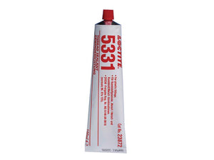 A 100ml white tube with red text labeled "LOCTITE® SI 5331 Thread Sealant - 100ml | Sparex Part Number: S.105337" and product details, featuring a pointed red cap.