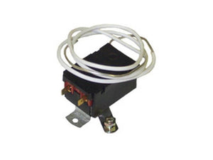 A Thermostatic Switch (Sparex Part Number: S.106660) by Sparex, in black, includes a 34'' white coiled wire with metal mounting brackets and red terminal connectors.