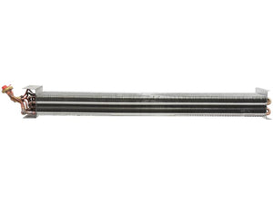 A long, tubular metal heat exchanger coil with fittings on one end and an O-ring for secure sealing, available as the Sparex Evaporator (Sparex Part Number: S.106731).