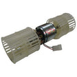 Image of a Blower Motor With Wheel (Sparex Part No.S.106827) by Sparex, featuring a dual squirrel cage blower fan powered by a 12V motor in the center and connected by wiring.