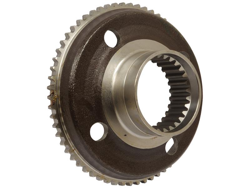 This transmission gear, identified by the Sparex Part Number S.107466, features a central hollow cylinder and three large holes around its perimeter, along with teeth around its edge. For related products or to inquire about the tariff code, visit Sparex.