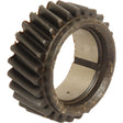 A rusty, cylindrical metal gear with inner and outer teeth lies on a white background, suitable as a Crankshaft Gear - S.107533 by Sparex NLA.