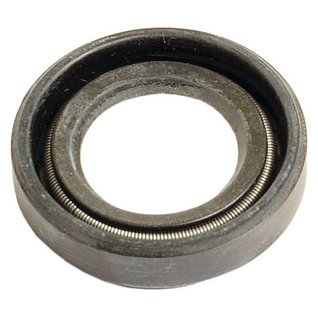 A close-up of a circular mechanical seal with a metal spring inside a rubber ring, resembling the Seal | Sparex Part No. S.108376 by Sparex, used in Fiat and Case IH machinery to prevent leakage.