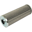 A cylindrical metal filter with a pleated design and openings on both ends, viewed against a white background. The Sparex Hydraulic Filter - Element - HF35320 (Sparex Part No. S.109252) ensures optimal hydraulic system performance in Case IH machinery.