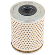 The Sparex Oil Filter - Element - LF598 (Sparex Part No. S.109493) is a cylindrical filter featuring perforated sidewalls, metal top and bottom plates, and partially visible manufacturer details including "Made in Turkey." It is ideal for use in agricultural machinery such as Claas DOMINATOR or Massey Ferguson tractors.