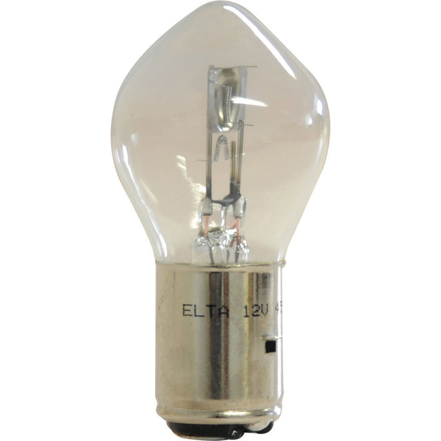 A clear, incandescent light bulb with a visible filament, featuring a metal BA20d base and labeled "ELTA 12V." This is the Sparex Light Bulb (Filament), 12V, 45/40W (Sparex Part No. S.109995).