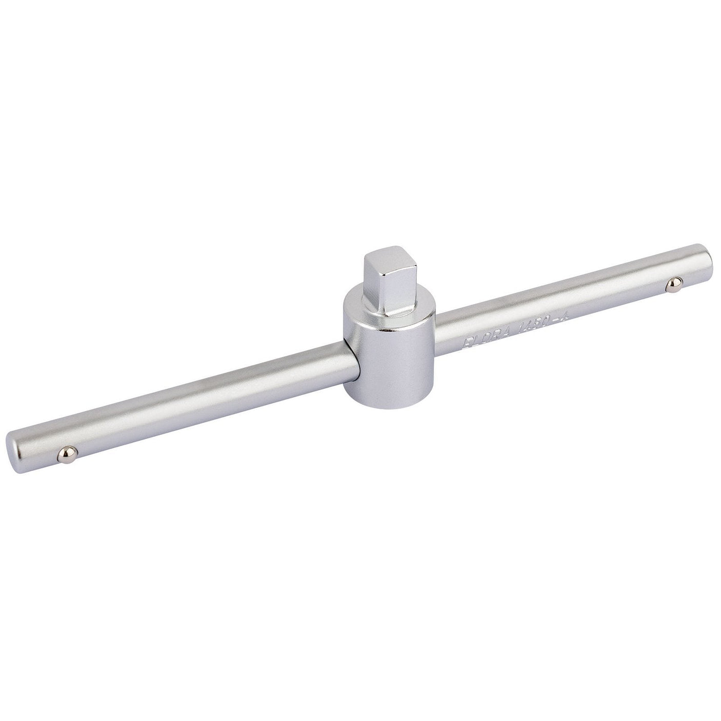 The Draper Elora Sliding 'T' Bar, 1/4" Sq. Dr., 115mm - 1450-4 features a central rotating head with two perpendicular handles. Made from durable chrome vanadium steel for enhanced corrosion protection, it adheres to DIN 3122 standards.