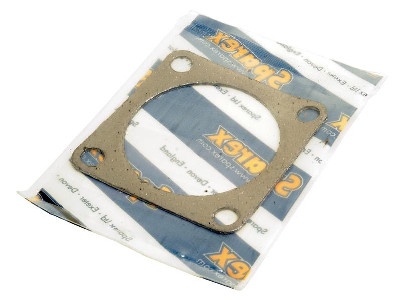 An Exhaust Manifold Gasket with a central circular hole, designed for mechanical use, placed on Sparex branded packaging and suitable for a Sparex Engine (Sparex Part Number: S.110980).