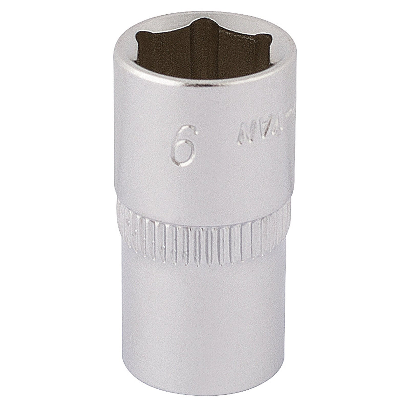 A Draper Elora Hexagon Socket, 1/4" Sq. Dr., 9mm - 1455-M 9, featuring a hexagonal interior crafted from durable chrome vanadium steel, with the number "9" engraved on the side.