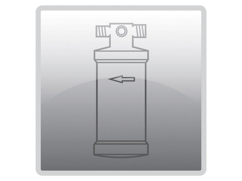 A grayscale illustration of a Filter Drier (Sparex Part Number: S.111933) with an arrow pointing to the left, indicating the direction of fluid flow through the filter.