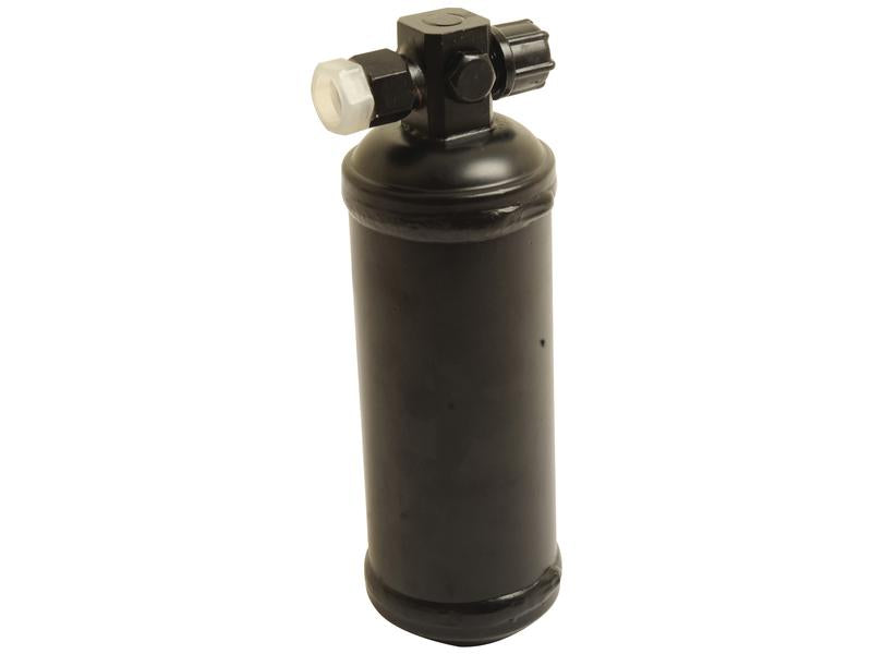 A black cylindrical hydraulic filter drier with a top-mounted valve and fittings, compatible with Sparex parts (Sparex Part Number: S.111978) and identified under Tariff Code 8708299000.