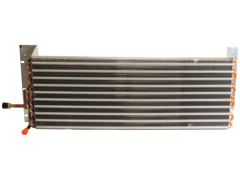 A rectangular HVAC condenser coil with multiple horizontal metal fins and copper tubing on the sides, sold under the Sparex brand as Condenser | Sparex Part Number: S.112037, and categorized under Tariff Code 8708299000.