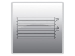 A grayscale illustration of the Sparex Condenser (Part Number: S.112073), featuring horizontal fins and connection ports on the right side, identified by Tariff Code 8708299000.