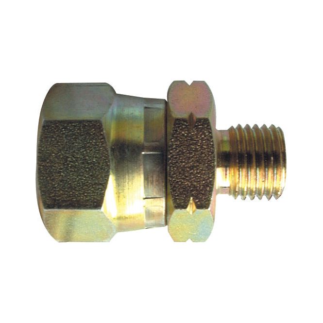 The Hydraulic Adaptor 1/2''BSP female - M20 male from Sparex, with a hexagonal body and threaded ends, featuring a smooth metallic surface and a slight shine, functions as a reliable BSP Female to Metric Male hose adaptor.