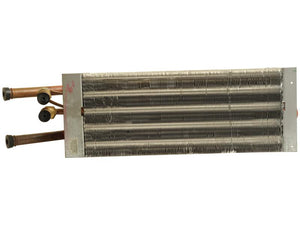 An Evaporator with multiple copper tubes and a series of parallel, thin, metallic fins, classified under tariff code 8708299000. Sparex Part Number: S.112146