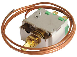 A Sparex metal thermostatic switch with copper tubing coiled around it, available under Sparex Part Number S.112301 and Tariff Code 8708299000.