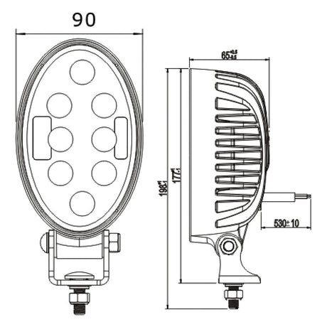 LED Work Light with Handrail Bracket, Interference: Class 3, 2400 Lumens Raw, 10-30V
 - S.112529 - Farming Parts