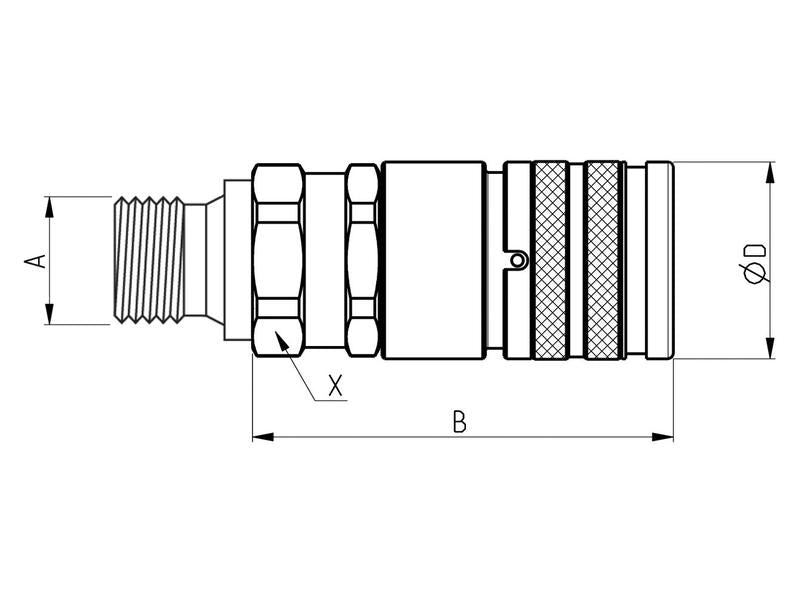 Faster Flat Faced Coupling Female 3/8'' Body x M22 x 1.50 Metric Male Thread | S.112686 - Product Image 2