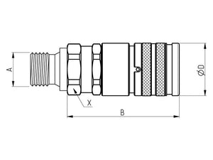 Faster Flat Faced Coupling Female 3/8'' Body x M22 x 1.50 Metric Male Thread | S.112686 - Product Image 2