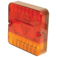 The Sparex LED Rear Combination Light, model S.112861, is a square light with red and amber colors, featuring 3 functions for brake, tail, and indicator. It has an IP67 rating and operates at 12V, making it perfect for vehicles. Available in both right-hand (RH) and left-hand (LH) configurations.