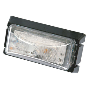 The Sparex LED Front Facing Marker Light, RH & LH, 12-24V - S.112865, is a clear rectangular vehicle light with a black housing and visible internal filament, featuring advanced LED technology for enhanced brightness.
