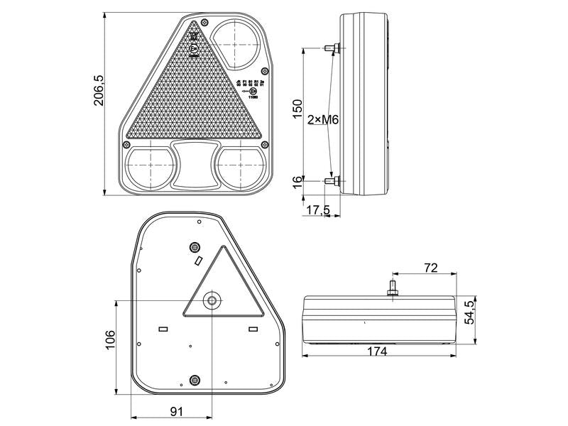 Sparex LED Rear Combination Light, Function: 4, Brake / Tail / Indicator / Fog, LH, 12-24V | S.113373 - Product Image 3