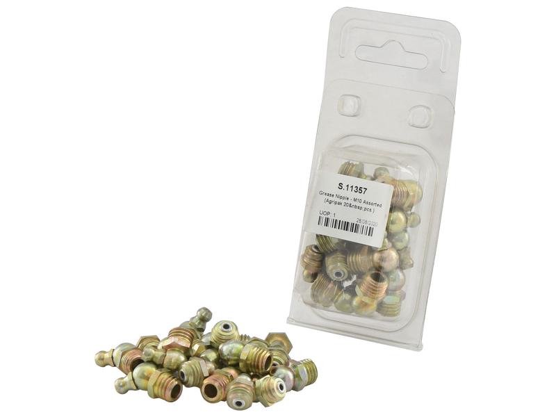 Sparex Agripak 20pcs Grease Nipple M10 Assorted Workshop Set | S.11357