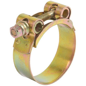 Introducing the Sparex Heavy Duty Hose Clip: Ø56-59mm (Part No. S.11388), a robust clip made from galvanized steel and equipped with a single bolt clamp mechanism for secure tightening.