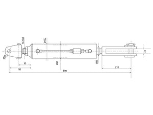 Sparex Hydraulic Levelling Box (Supplied with: Hoses) - Knuckle Ø 28mm - Fork Hole Ø 31x75mm - Min. Length: 890mm, Cylinder Bore: 90mm. | S.113930 - Product Image 2