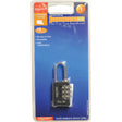 A packaged Squire Recodable Toughlock Combination Padlock, labeled "Sparex," is displayed. This die cast padlock has a body width of 20mm and a security rating of 1, boasting 10,000 possible combinations. Featuring solid steel shackles, this recodeable lock is ideal for securing your luggage.