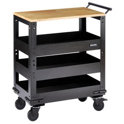 Bunker® 3 Tier Trolley With Pull Handle And Hardwood Worktop, 714Mm | B400-3Tcrwood